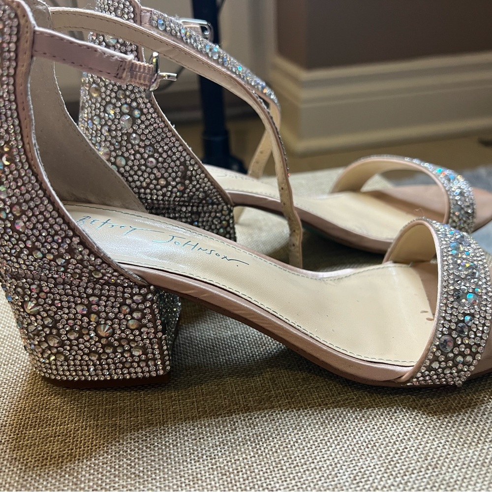 Glitzy heels! Size 7.5  Worn once!! For my wedding and reception!